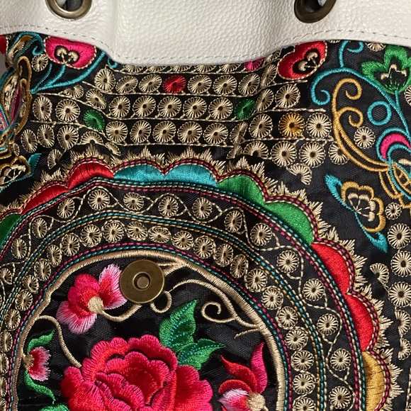 Colorful Embroidered Bag Small Backpack Purse - Picture 3 of 5
